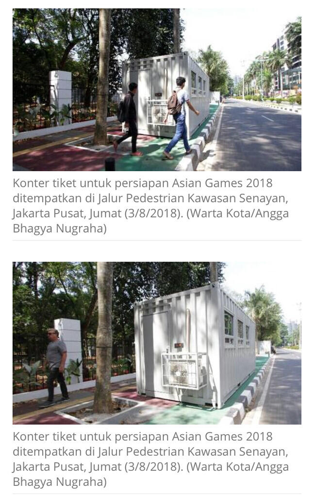 BERITA FOTO: Konter Tiket Asian Games Rampas Hak Pejalan Kaki