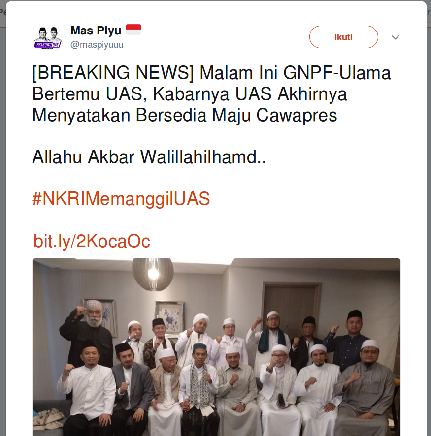 Ustaz Abdul Somad Tepis Kabar Bersedia Jadi Cawapres