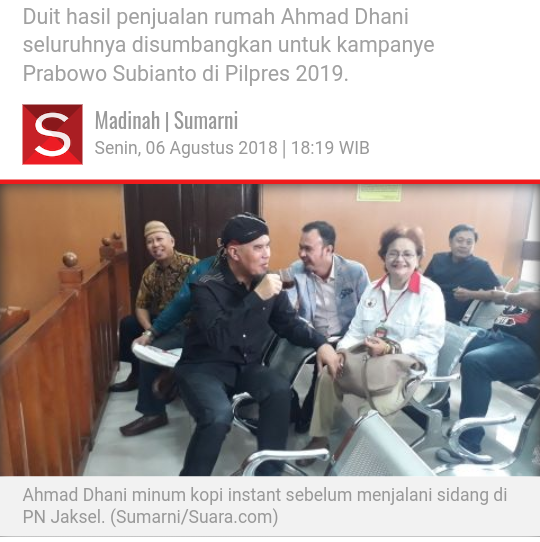 Sumbang Kampanye Prabowo di Pilpres 2019, Ahmad Dhani Jual Rumah