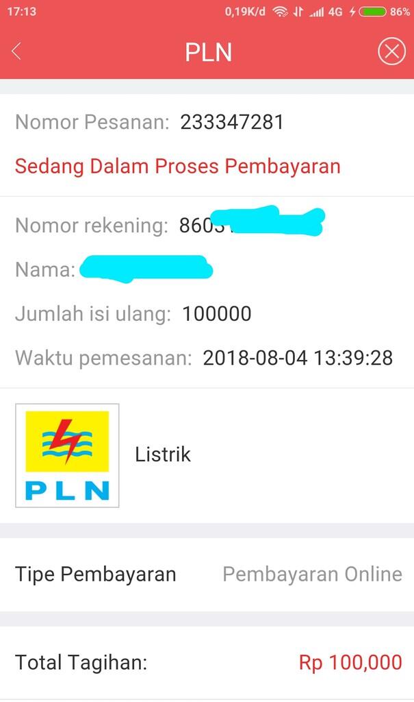 Isi token pln 100rb di jd.id, sampe sekarang statusnya ga jelas