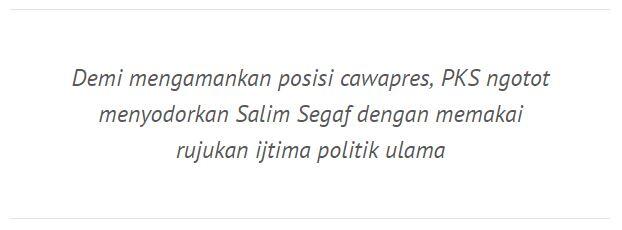 Pakai Nama Ulama, PKS Ngebet Cawapres 2019