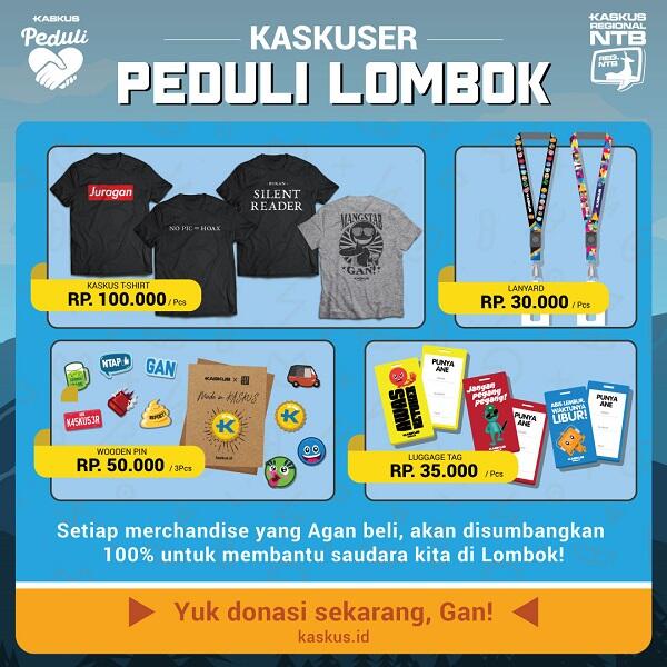 Beramal untuk Korban Gempa Lombok dengan Membeli Merchandise KASKUS