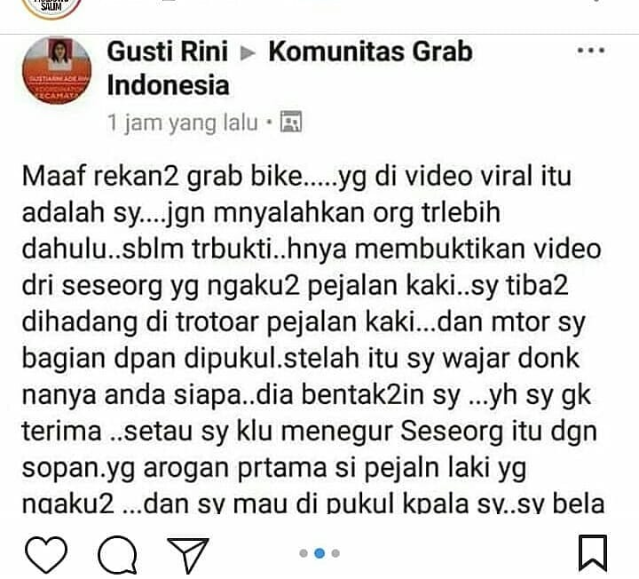 Beredar Klarifikasi Sopir Ojol Wanita Usai Ngamuk ke Pejalan Kaki