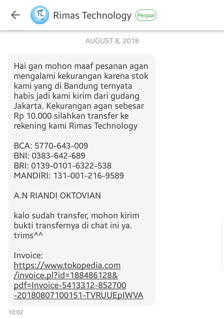 Pengalaman Belanja Di Toko Rimas Technology Toped