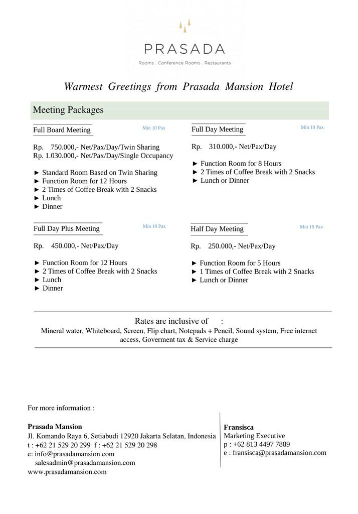 Meeting Packages di daerah Setiabudi