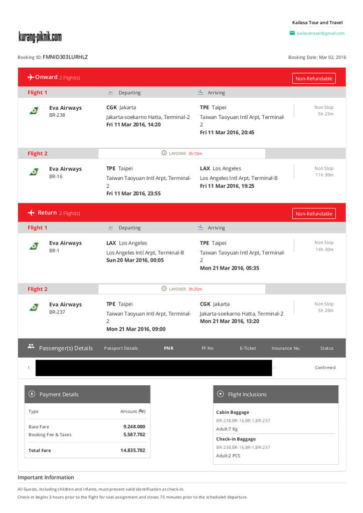 Terbang murah ke AMERIKA bersama EVA AIR