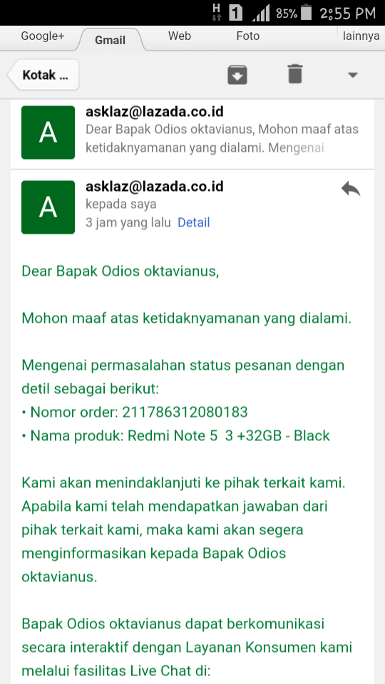 MENUNGGU KONFIRMASI LAZADA , TERKIRIM NAMUN TAK SAMPAI 