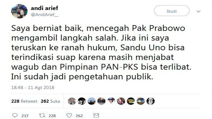 Sandiaga Uno Akui Adanya Pemberian Mahar Rp 1 Triliun Pada PAN dan PKS
