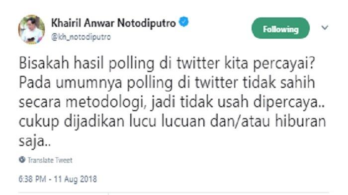 Prabowo-Sandiaga Menangi Polling Twitter yang Diadakan Akun Resmi Komunitas Nahdatul
