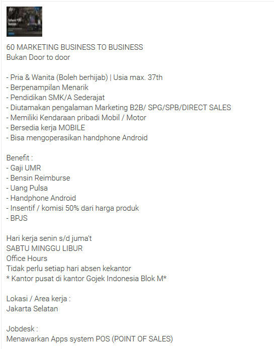 LOKER SALES B2B. GAJI UMR ++