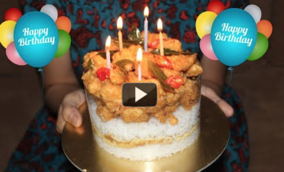 Resep Kue Ulang Tahun Yang Gak BIASA, Rice Cake / Kue Nasi Ayam Telur Asin!