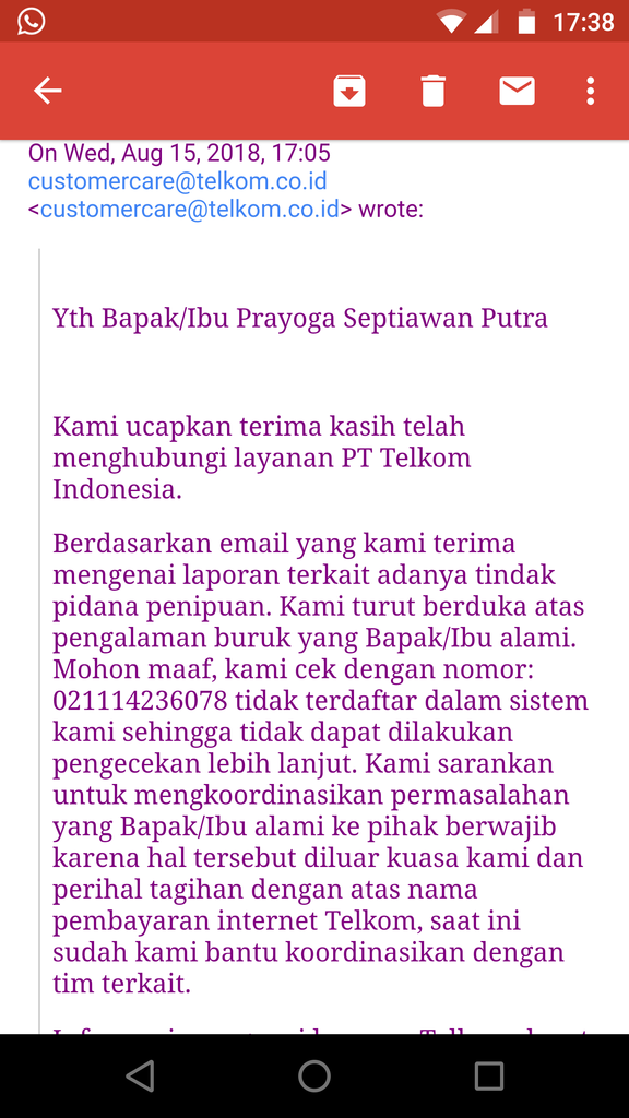 Penipuan pembayaran Telkom via ATM yang janggal, nomor tidak TERDAFTAR