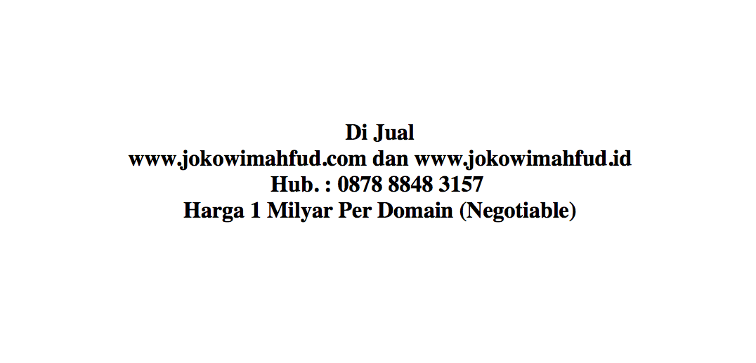 Gagal Jadi Cawapres, Situs Jokowi-Mahfud MD Berharga Rp1 Miliar