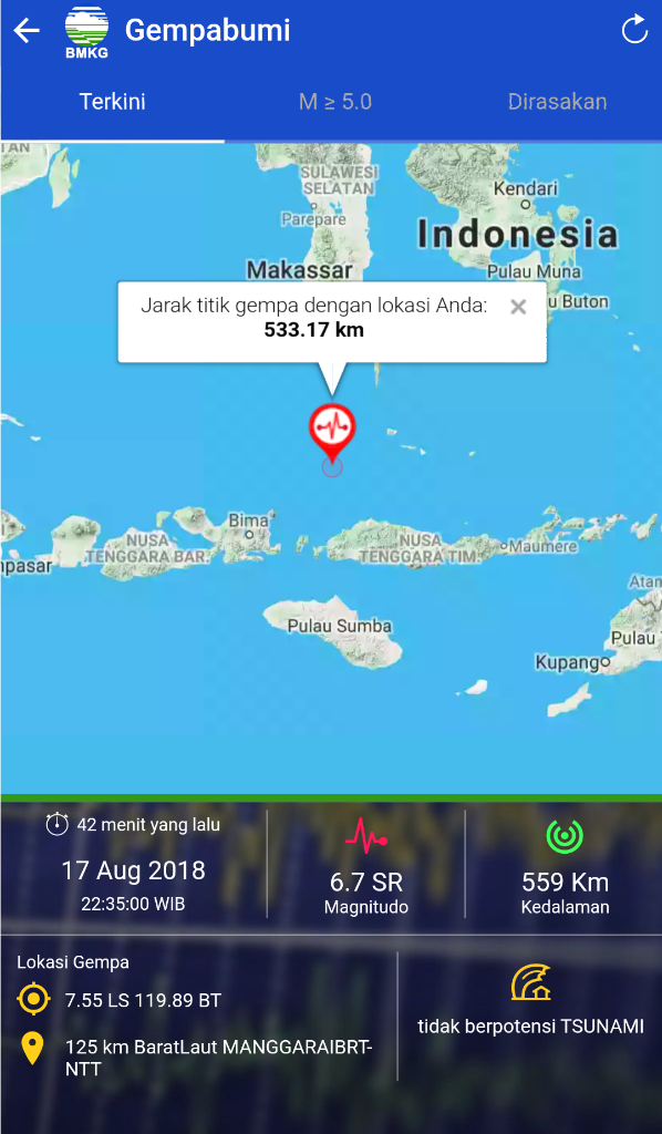 Gempa 6,7 SR Guncang NTT