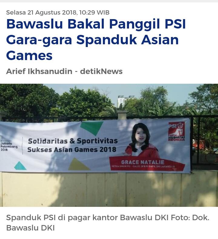 Bawaslu Bakal Panggil PSI Gara-gara Spanduk Asian Games