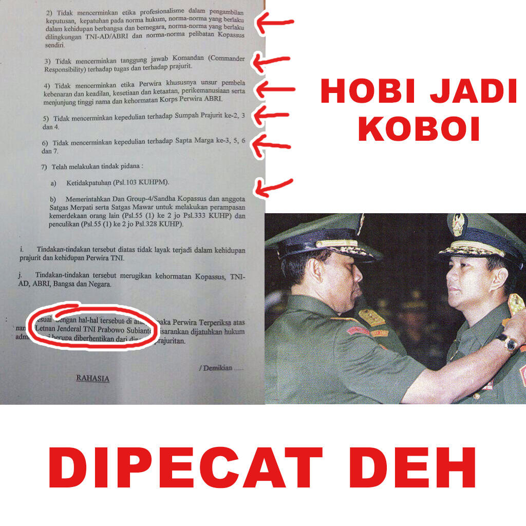 Genap 20 tahun prabowo di berhentikan dari Militer
