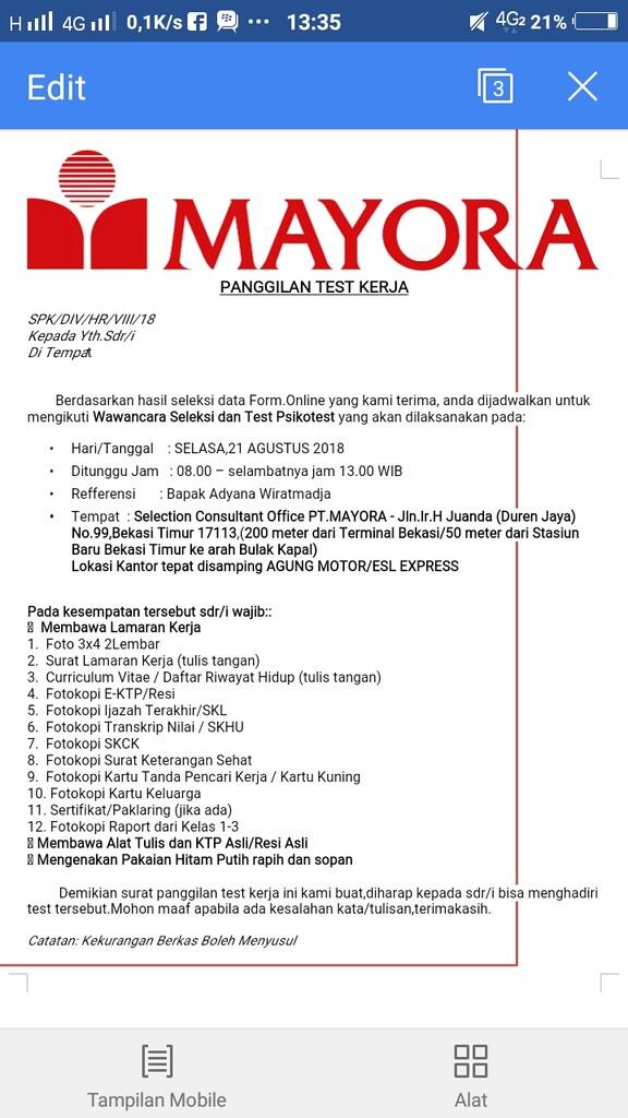 Contoh Surat Lamaran Kerja Pt Mayora - Simak Gambar Berikut