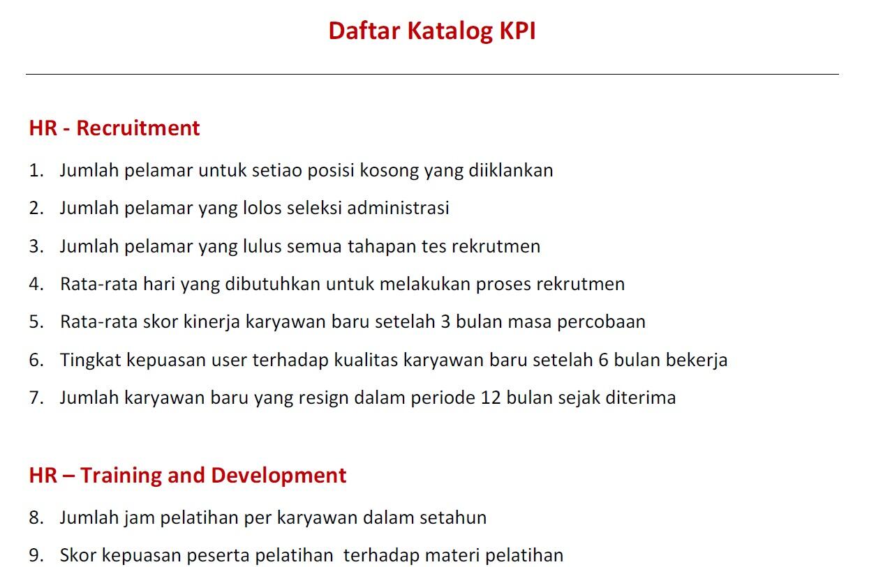 KATALOG KPI Perusahaan