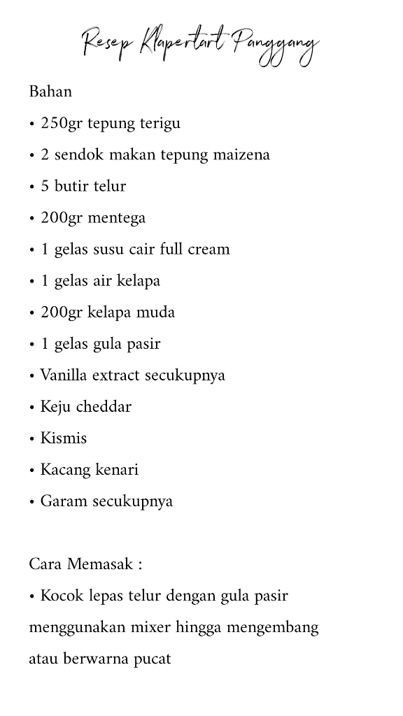 RESEP KLAPERTART PANGGANG