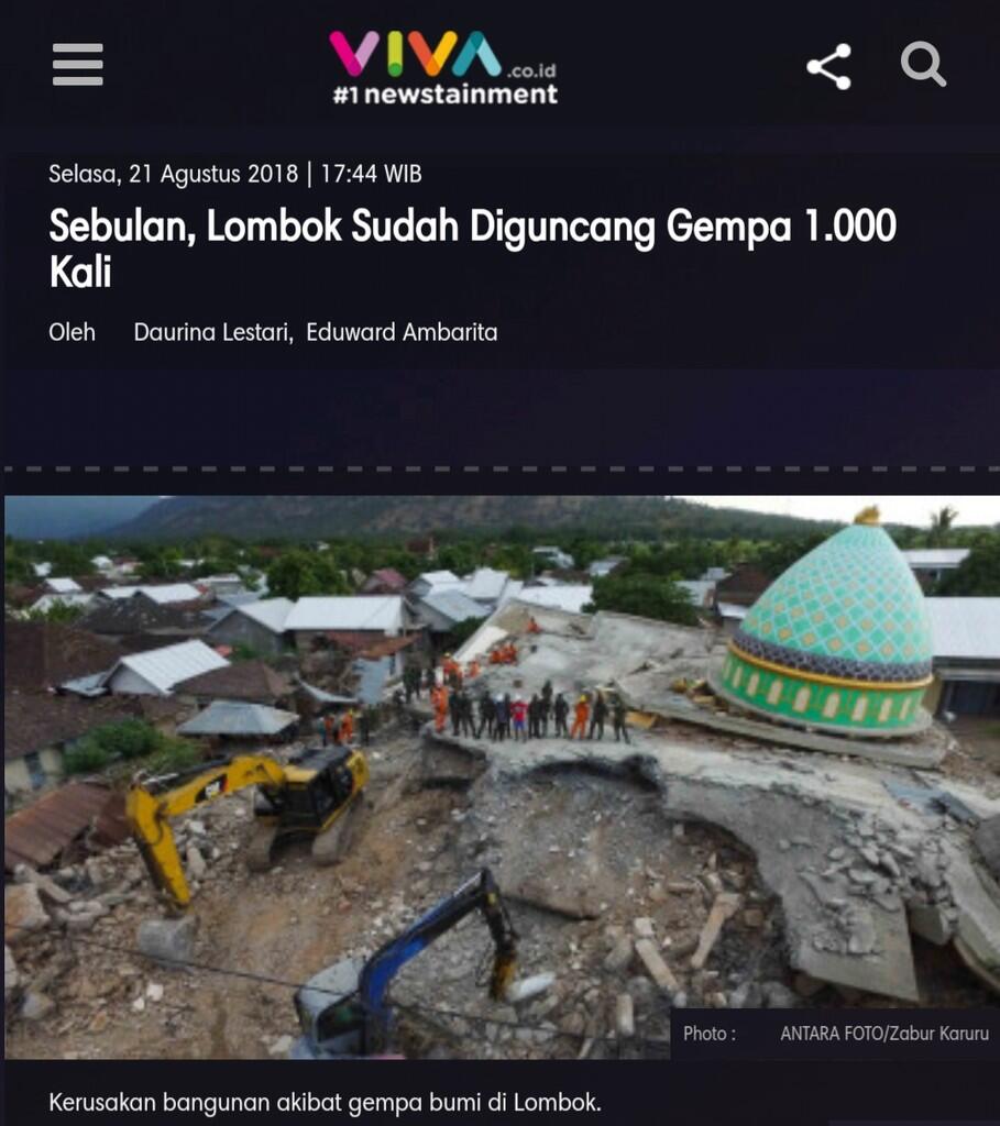 Kerugian akibat Gempa Lombok Sudah Rp7,7 Triliun