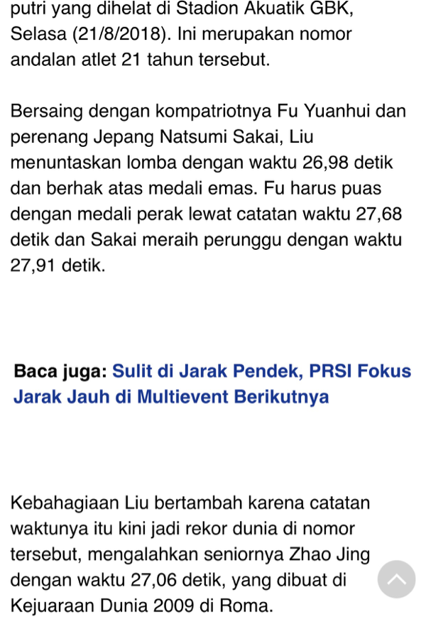 Perenang China Ini Pecahkan Rekor Dunia di Asian Games 2018