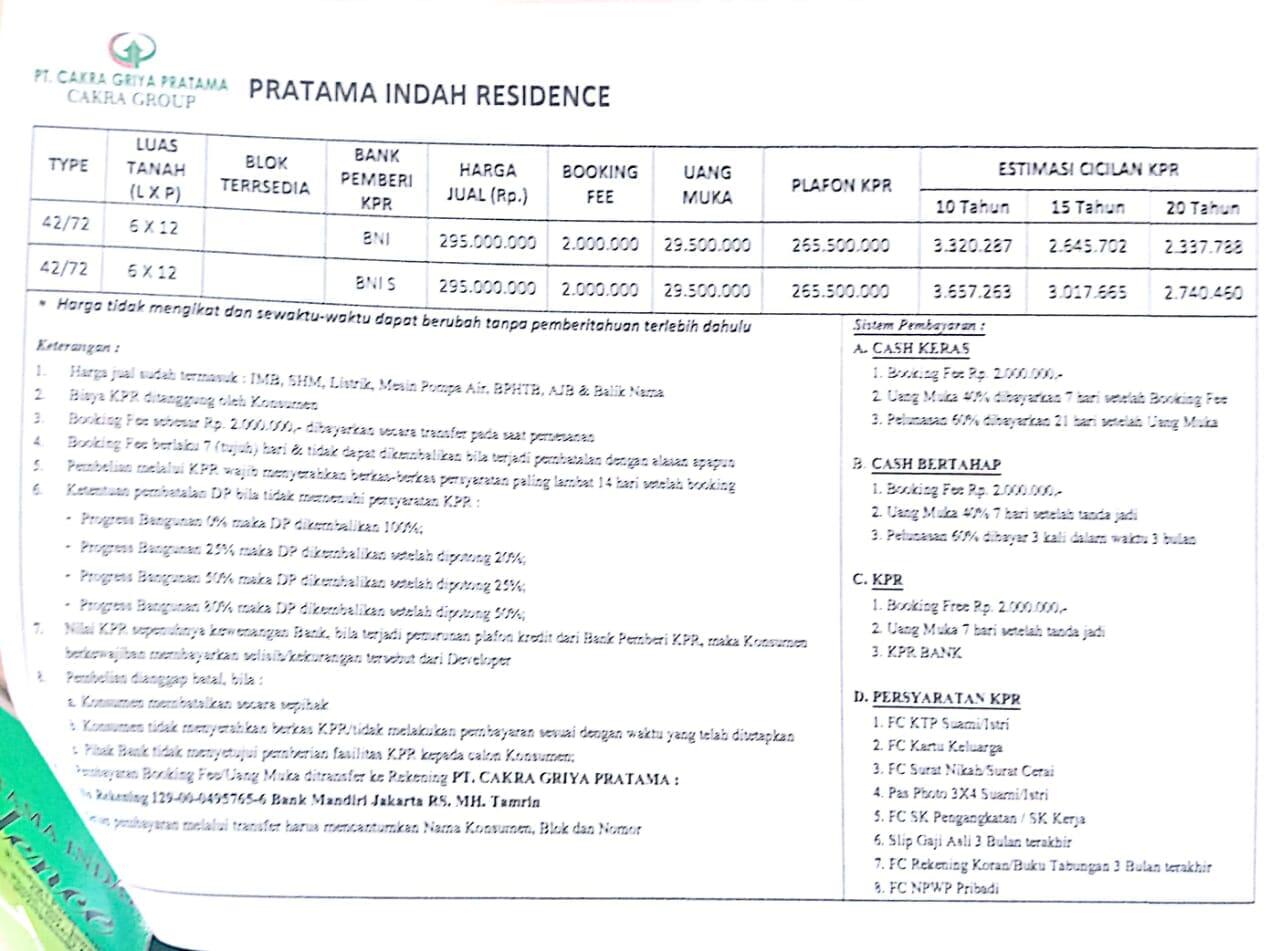Jual Pratama Indah Residence