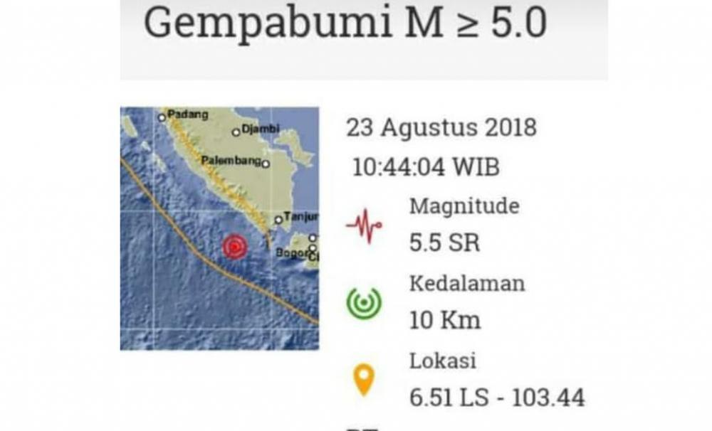 Giliran Pesisir Lampung Barat Diguncang Gempa