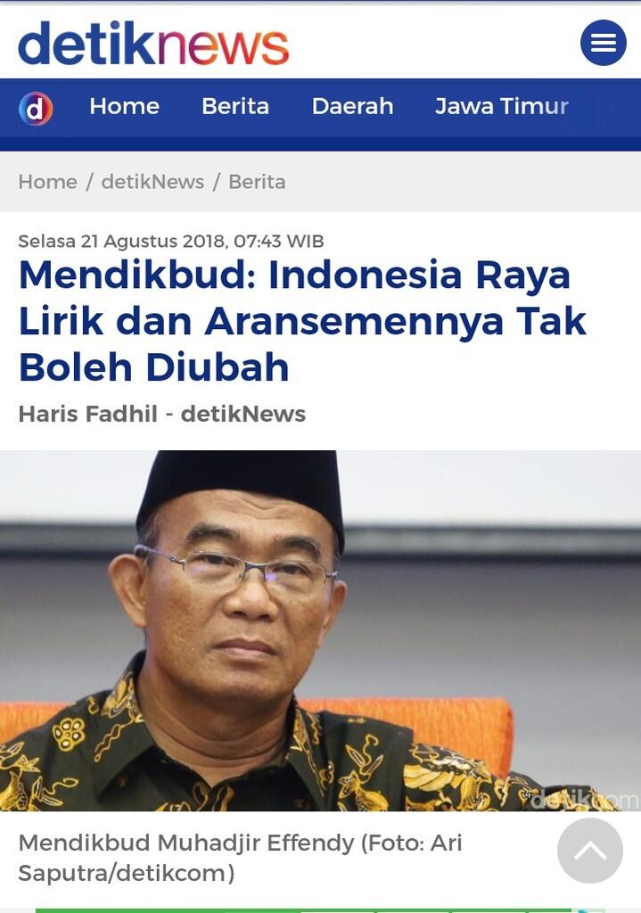 Indonesia Raya, Lirik dan Aransemen nya Tidak Boleh Diubah 