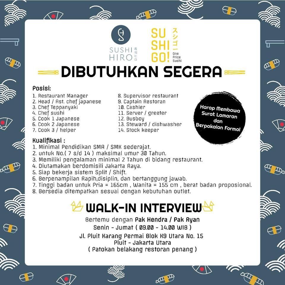 Lowongan SUSHI HIRO PLUIT