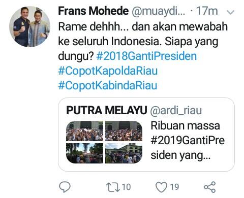 Deklarasi #2019GantiPresiden di Pekanbaru Akan Diikuti 20 Ribu Orang