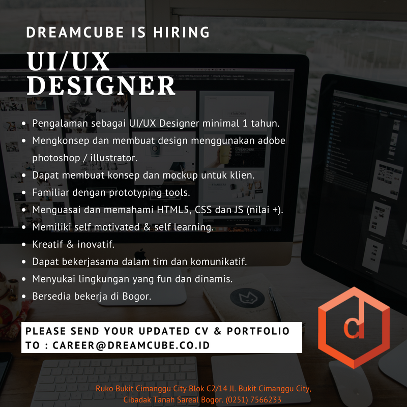 LOWONGAN KERJA UI/UX DESIGNER Lokasi Bogor