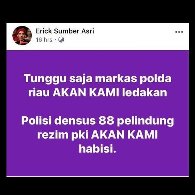 Polisi Tangkap Orang yang Ancam Ledakkan Mapolda Riau Lewat Medsos