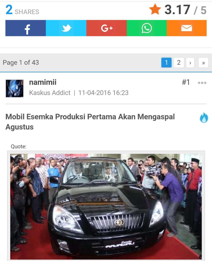 Sempat Mundur Mobil Esemka Adia Meluncur Agustus Ini KASKUS