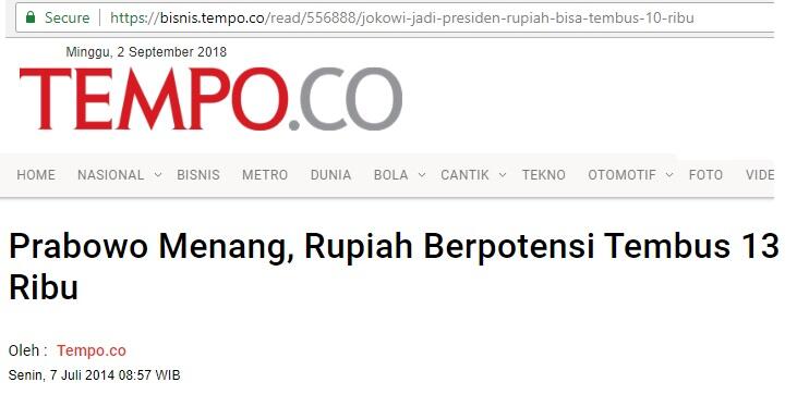 Rupiah Terpuruk, Jokowi Bisa Ambruk