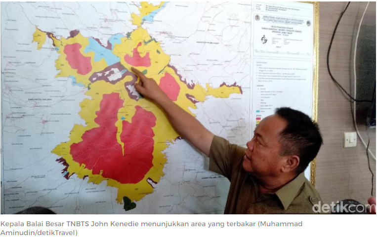 Kepala TNBTS : Asal Api Membakar Savana Gunung Bromo Bukan Karena Pengunjung