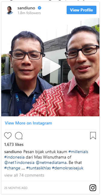 Wishnutama Klarifikasi Video Lama Bareng Sandi yang Diviralkan Lagi