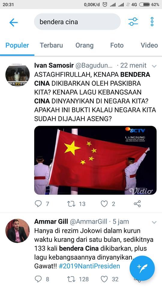 Bendera Cina dan Lagu Kebangsaan Cina di Penutupan Asian Games