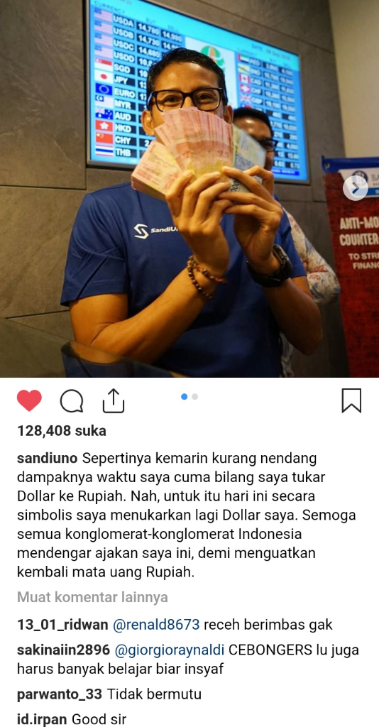 Sekjen PSI: Tukarkan Dolar ke Rupiah Untungkan Sandiaga