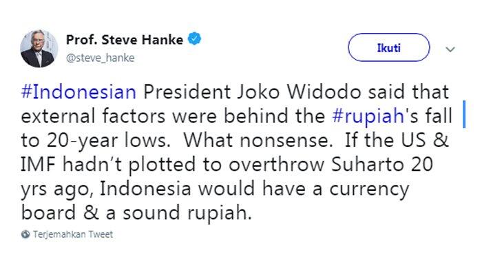 Jokowi Sebut Rupiah Melemah Karena Faktor Eksternal, Ekonom Amerika : Omong Kosong