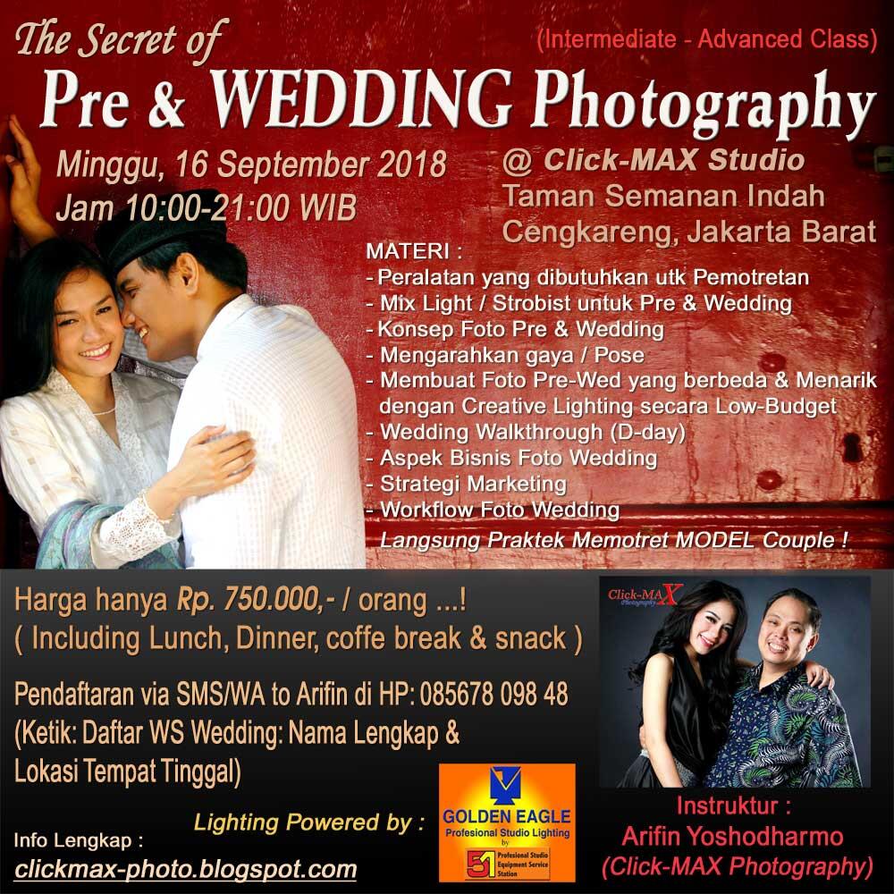 Workshop PRE WEDDING Photography Jakarta Minggu 16 September