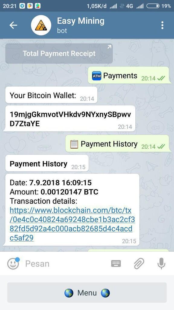 [Easy Mining] Bot Mining Terbaru Via Telegram Masih Legit Pembayaran Langsung 