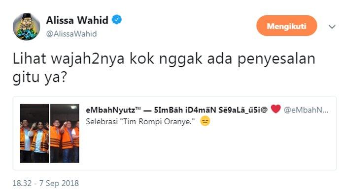 Alissa Wahid Komentari Foto Tahanan KPK,Putri Gus Dur Bingung:Kok gak Ada Penyesalan 