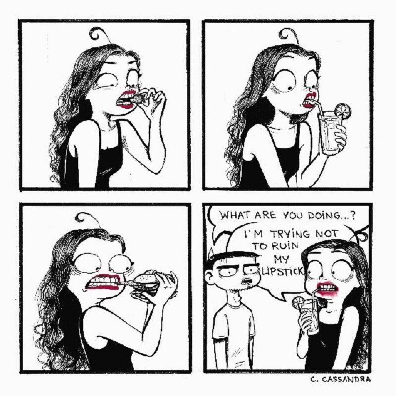 22 Ilustrasi Kocak Kebiasaan Cewek yang Gak Bisa Dipahami Cowok