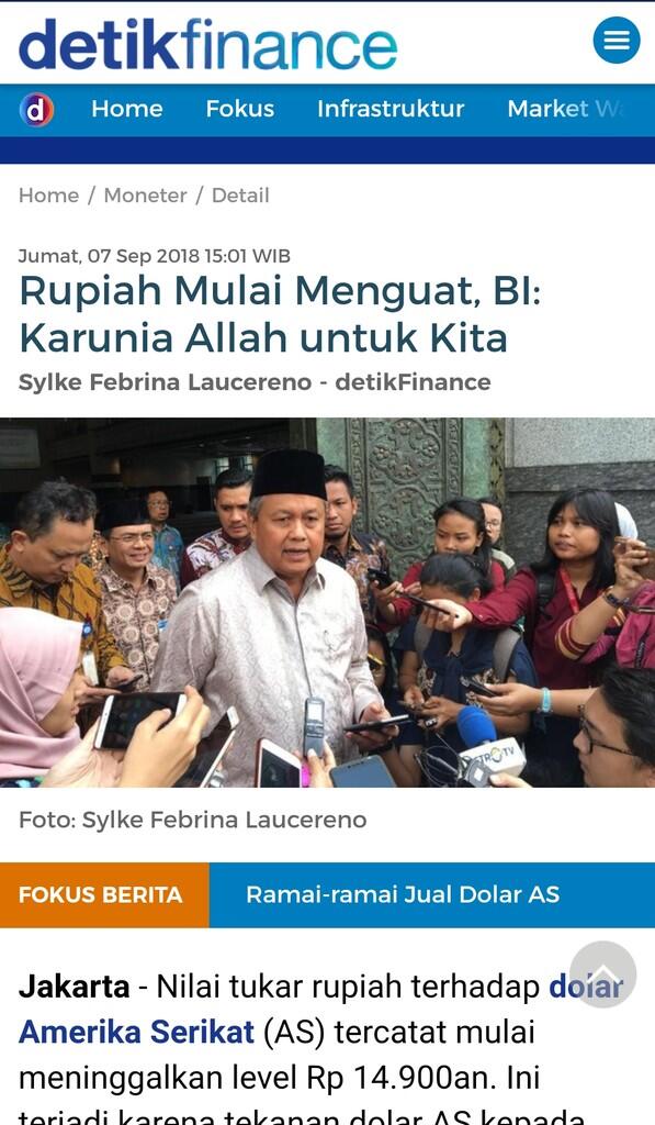 BI: Hari Ini Penguatan Rupiah Tertinggi di Asia
