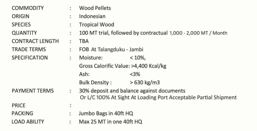 Dicari wood pellet 2000-5000 ton/bulan