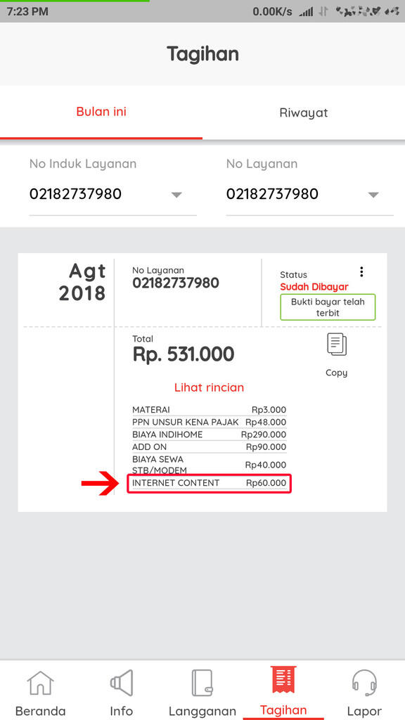 &quot;TERAMPOK&quot; Telkom (indihome) karena tagihan INTERNET CONTENT 