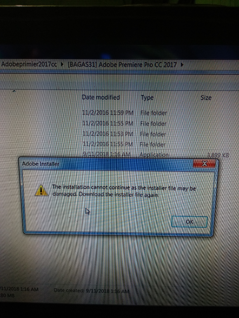 mau instal adobe premier tapi muncul kek gini mohon pencerahan masih newbie