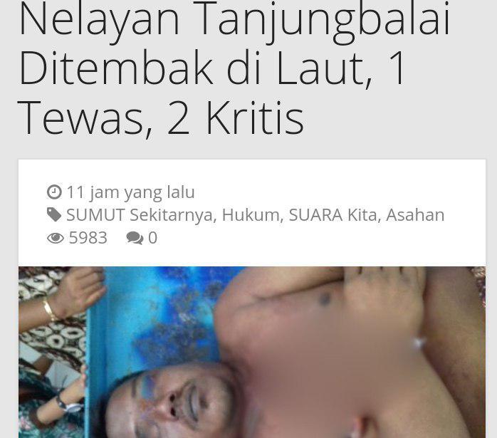 Seorang Tewas Curi Kerang Nelayan Tanjung Balai Ditembak