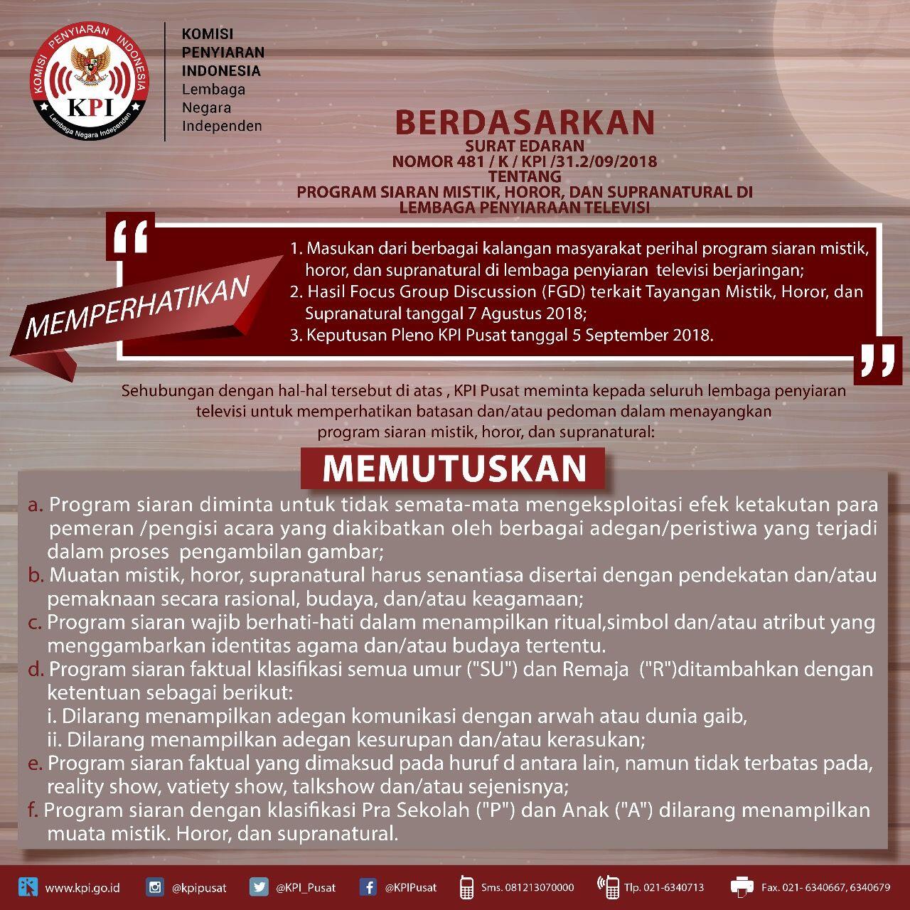 KPI Larang Stasiun TV Siarkan Tayangan Mistik dengan Adegan Kerasukan