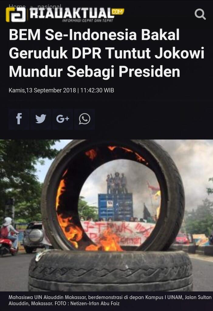 BEM Se-Indonesia Bakal Geruduk DPR Tuntut Jokowi Mundur Sebagai Presiden